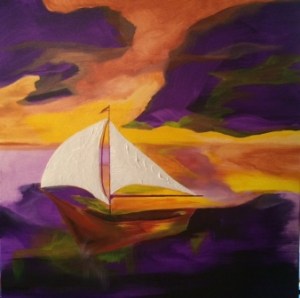 Boat#2, purples and orange